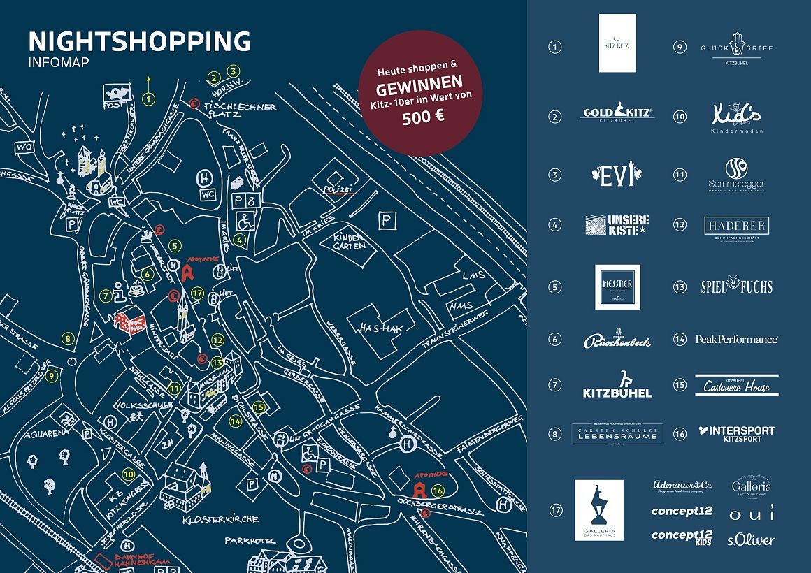 Übersichtskarte Nightshopping Betriebe 2025